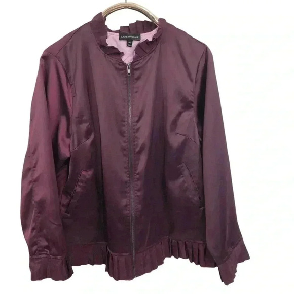 Lane Bryant Jacket Size 18/20 Purple Ruffled Collar Cuffs Hem - Picture 1 of 7